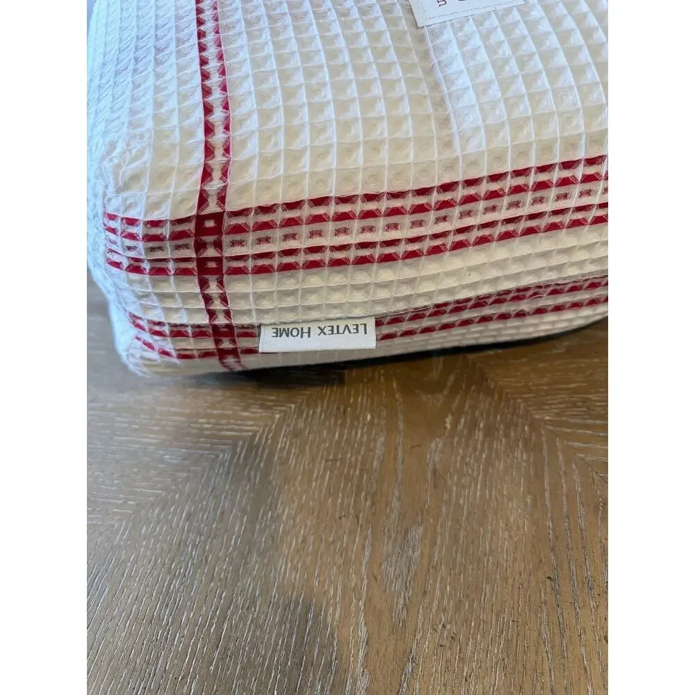 Levtex Peppermint Plaid Duvet Set Full Queen Red White Cotton Holiday NEW